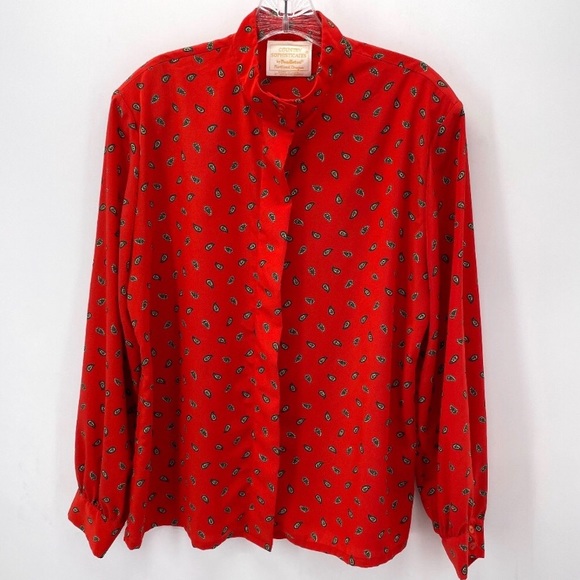Pendleton Tops - PENDLETON - Vintage Red Paisley Button Up Blouse